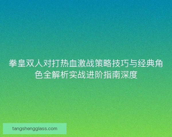 拳皇双人对打热血激战策略技巧与经典角色全解析实战进阶指南深度