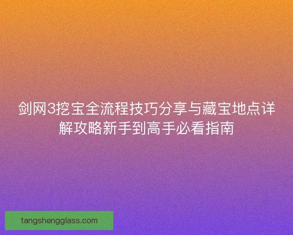 剑网3挖宝全流程技巧分享与藏宝地点详解攻略新手到高手必看指南
