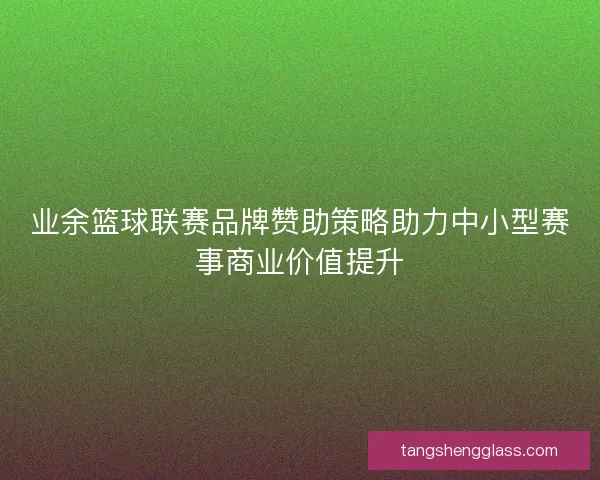 业余篮球联赛品牌赞助策略助力中小型赛事商业价值提升