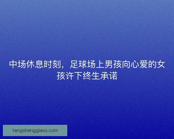 中场休息时刻，足球场上男孩向心爱的女孩许下终生承诺